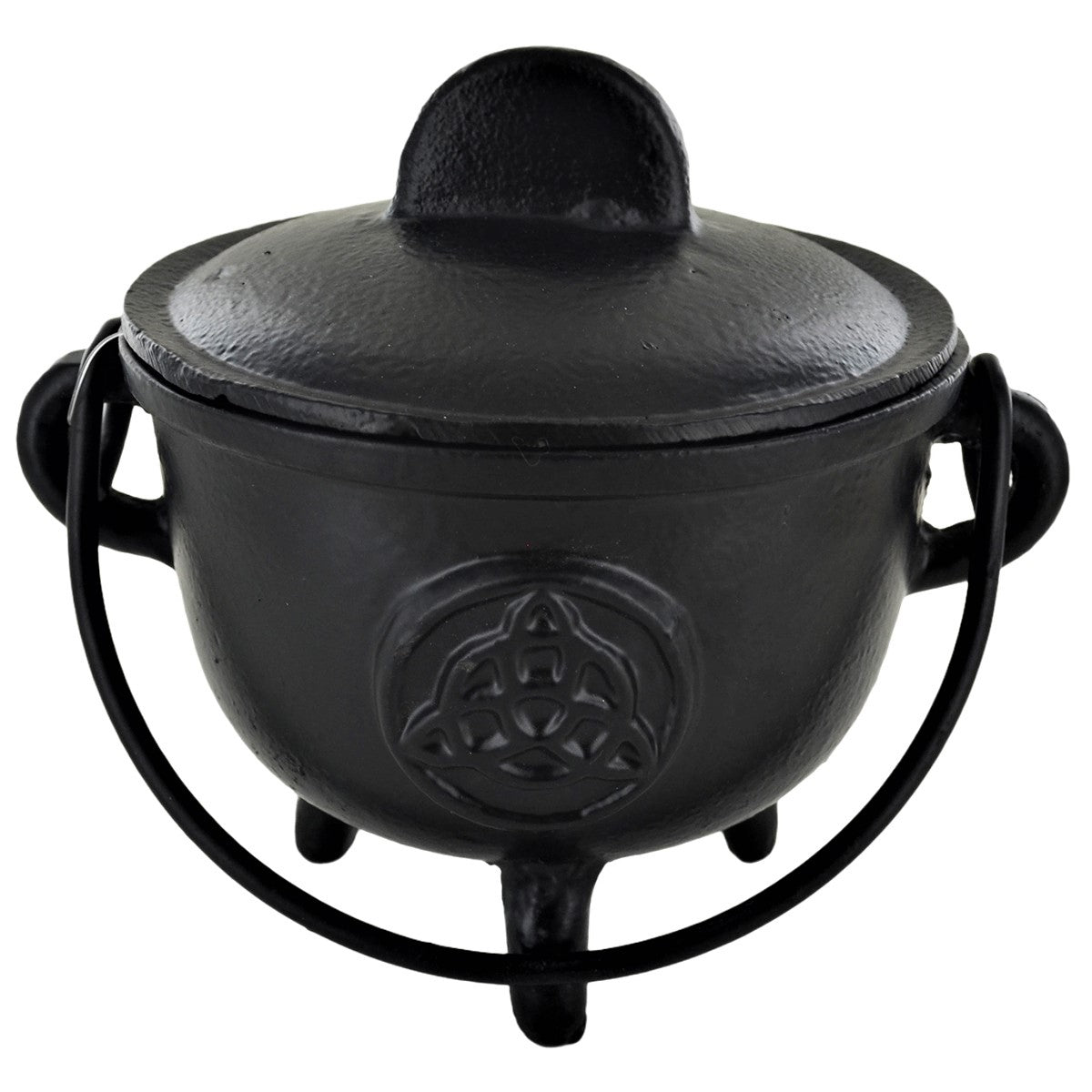 Cast Iron Cauldron Triquetra Design With Removable Lid