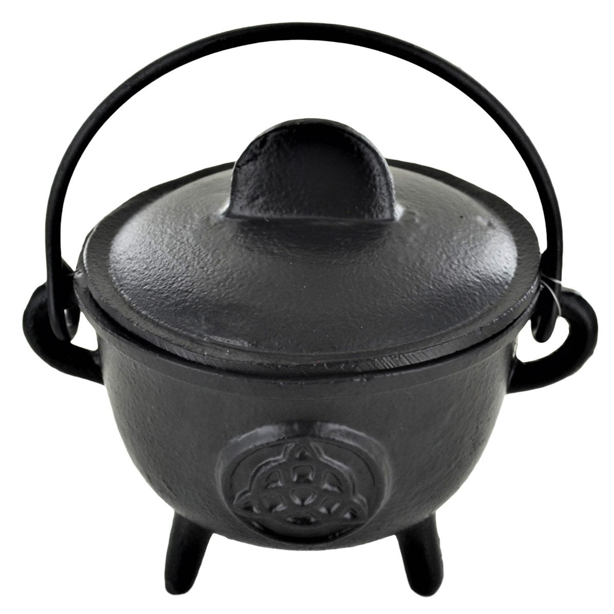 Cast Iron Cauldron Triquetra Design With Removable Lid