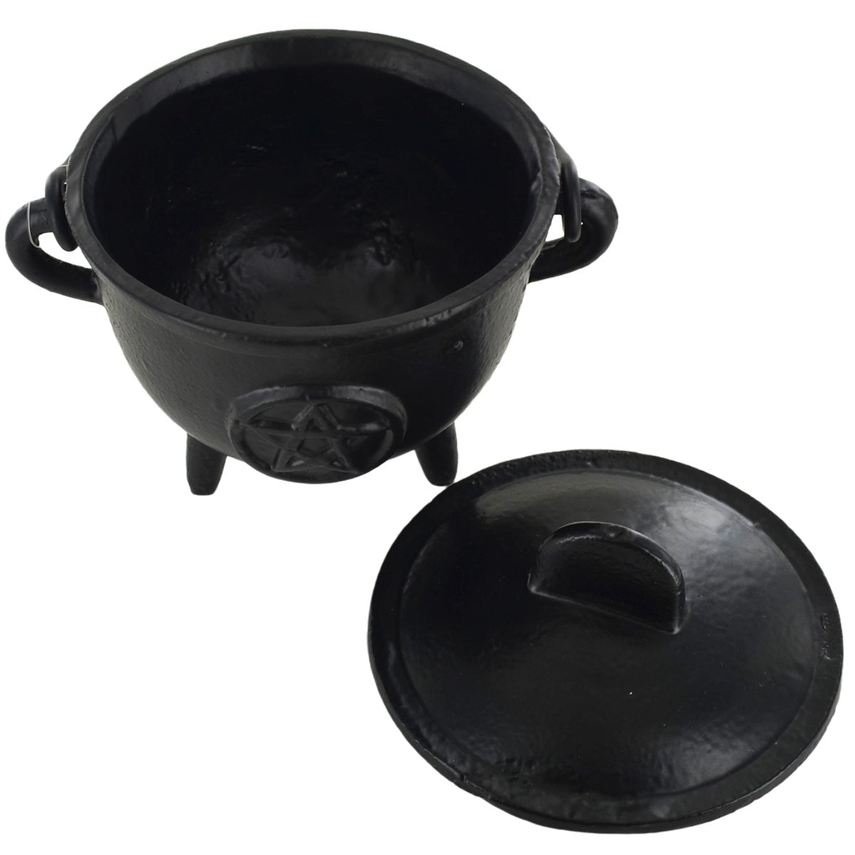 Cast Iron Cauldron Pentagram Design With Removable Lid