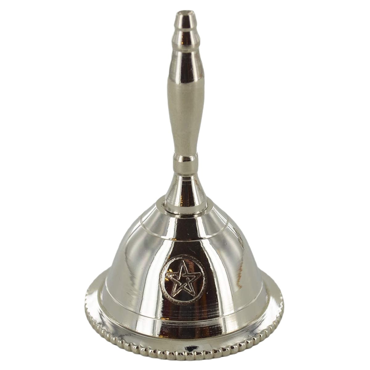 Three Silver Nickel Bells With Pentagram Triquetra & Triple Moon Symbols