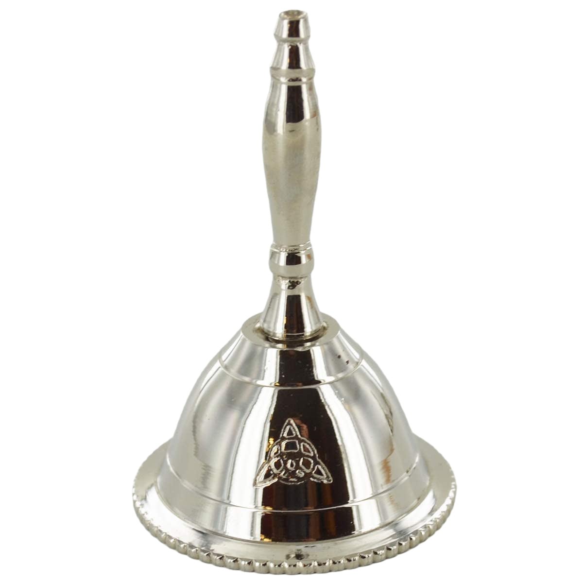 Three Silver Nickel Bells With Pentagram Triquetra & Triple Moon Symbols