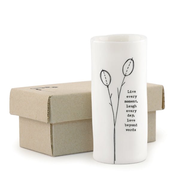 Porcelain Medium Bud Vase - Live Every Moment - Present Days