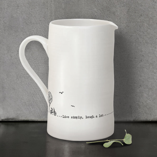 East of India Porcelain Jug Live Simply, Laugh A Lot 265ML