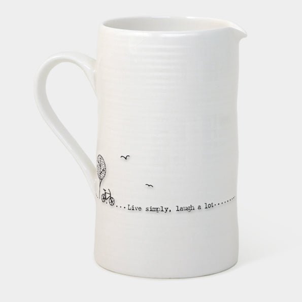 East of India Porcelain Jug Live Simply, Laugh A Lot 265ML