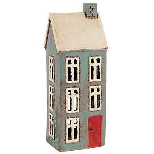 Village Pottery Tall Grey House Tealight Holder