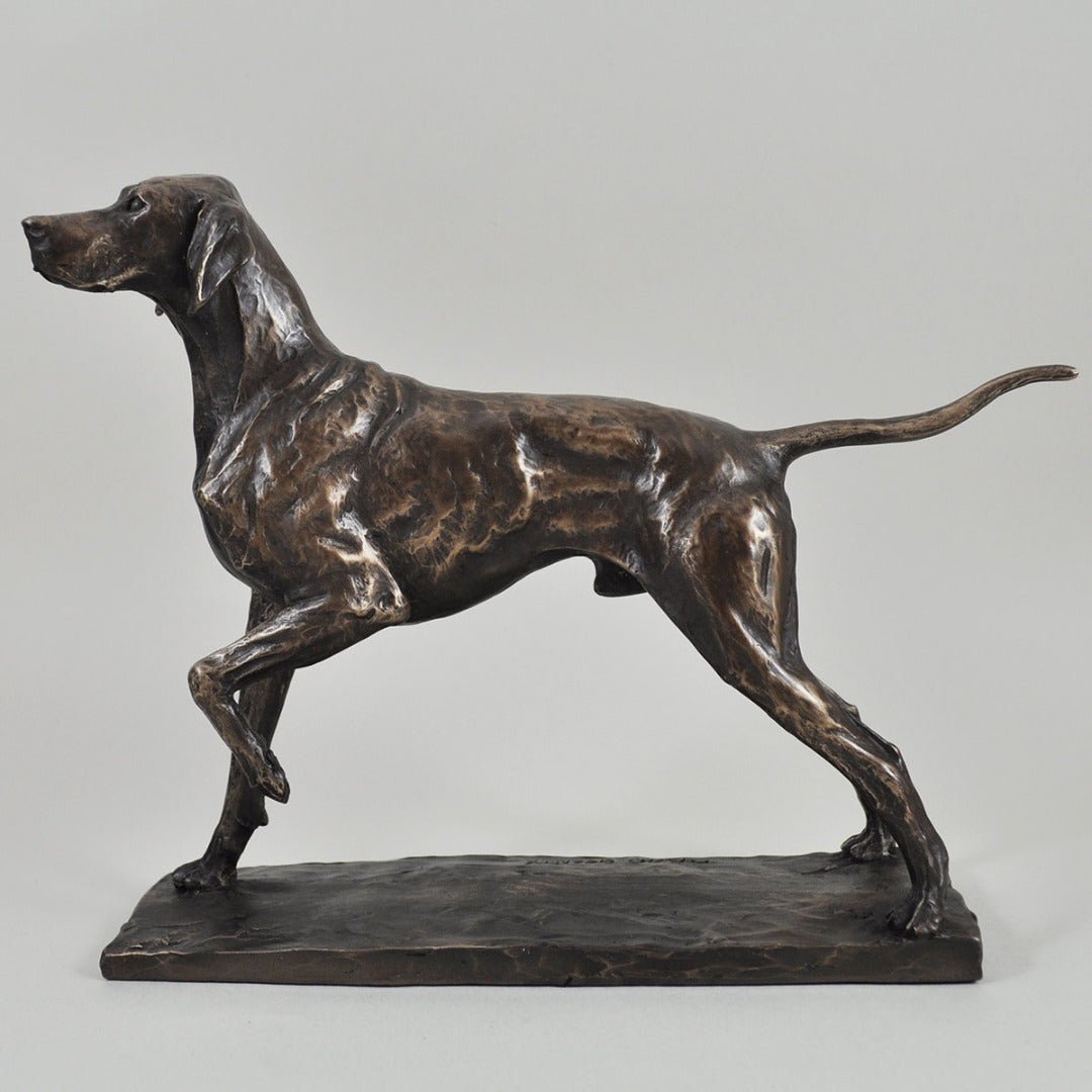 Pointer Dog Sculpture Signed David Geenty In Cold Cast Bronze