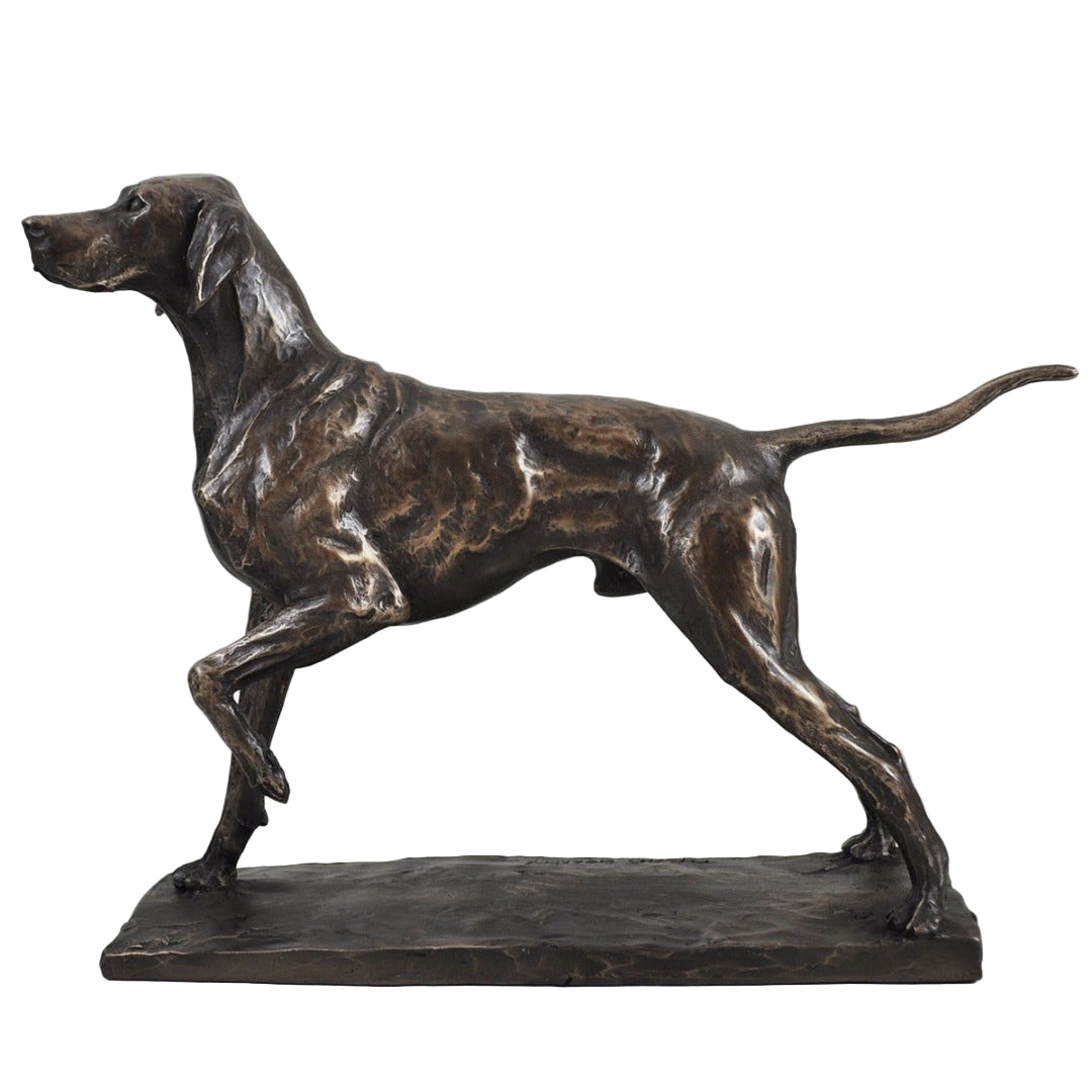 Pointer Dog Sculpture Signed David Geenty In Cold Cast Bronze
