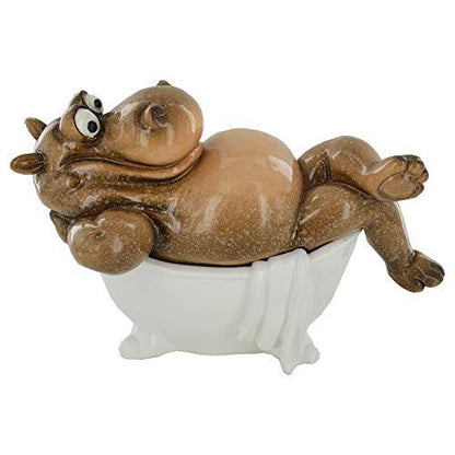 Comical Hippo In The Bath Novelty Resin Figure