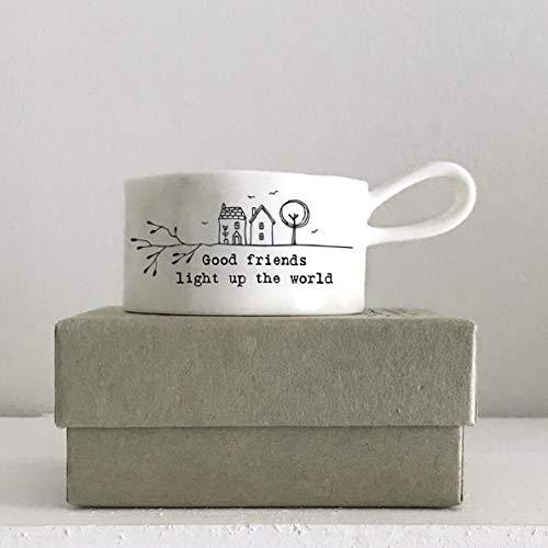 Handled Tea Light Holder-Good Friends Light Up The World By East Of India