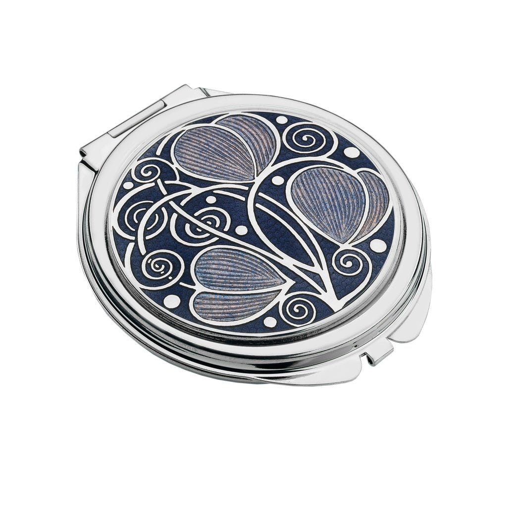 Compact Mirror Rennie Mackintosh Leaves & Coils Design In Purple - Lilac - Present Days