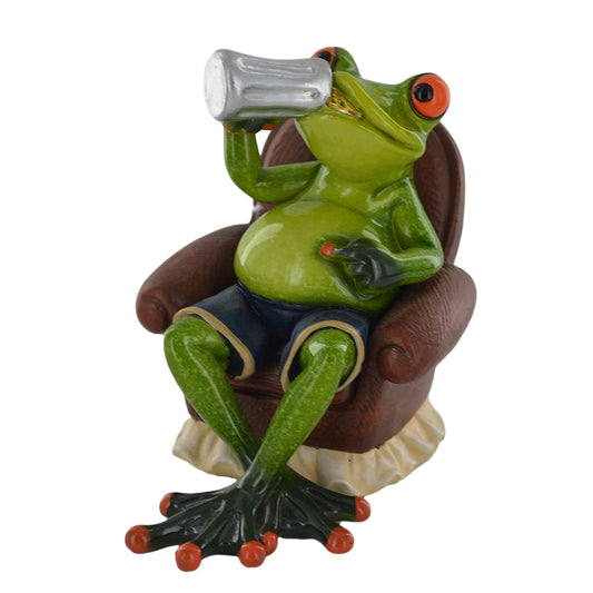Comical Frogs Beer Time Small Resin Figurine