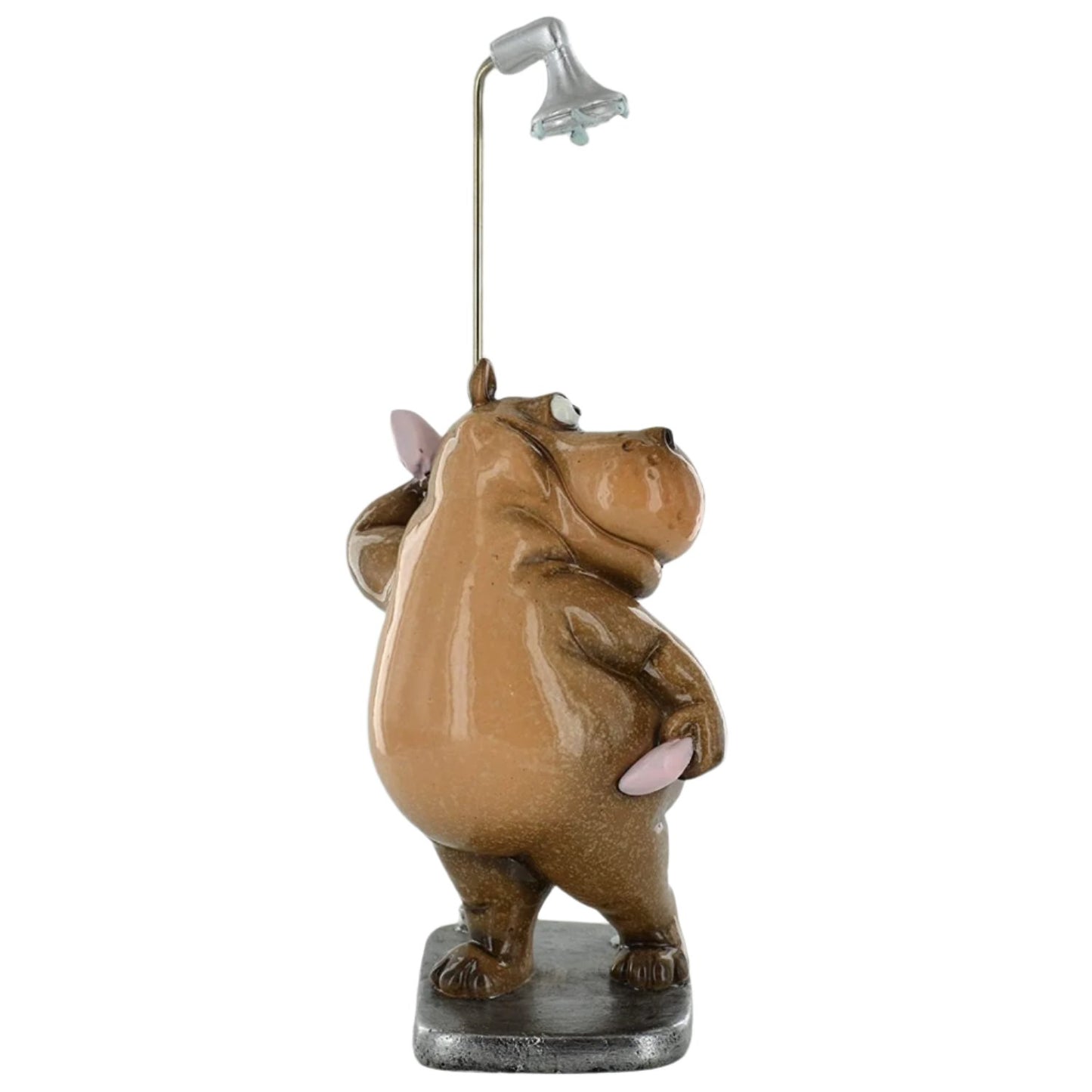 Comical Hippo Showering Small Resin Figurine
