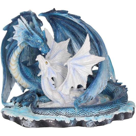 Mothers Love Blue Dragon and White Dragonling Figurine
