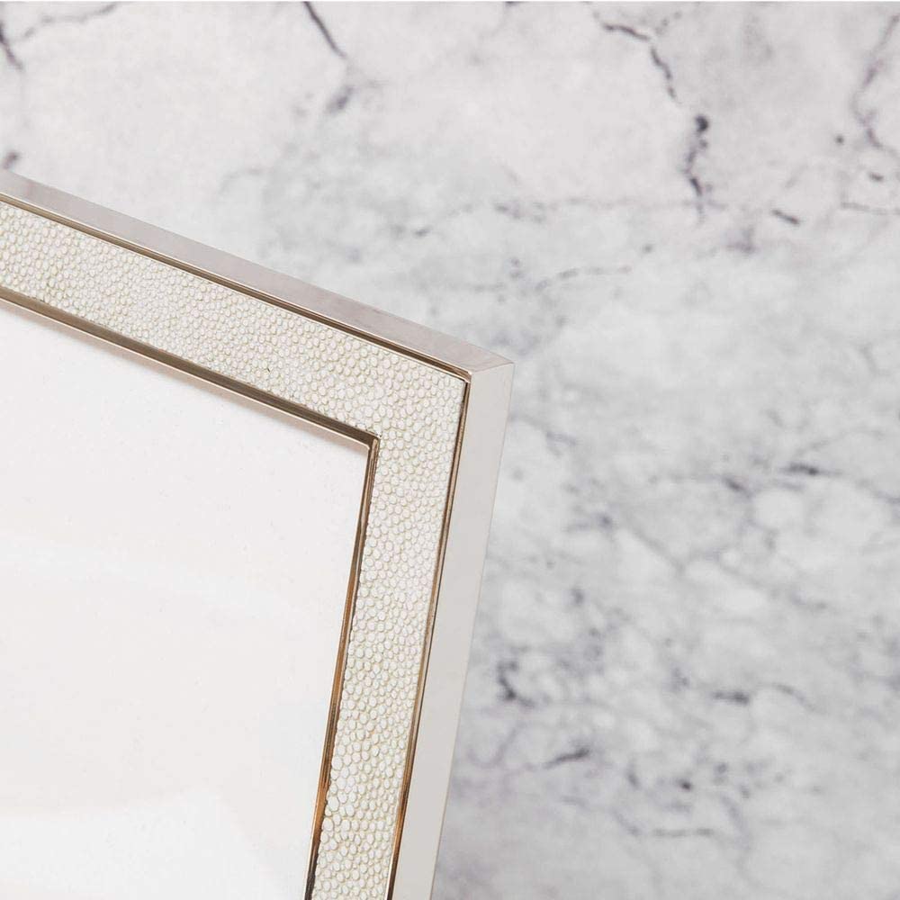 Elegance Nickel Plated Cream Faux Shagreen 4 x 6 Frame
