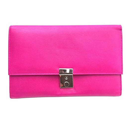 Leather Lockable Travel Wallet & Passport Holder In Pink