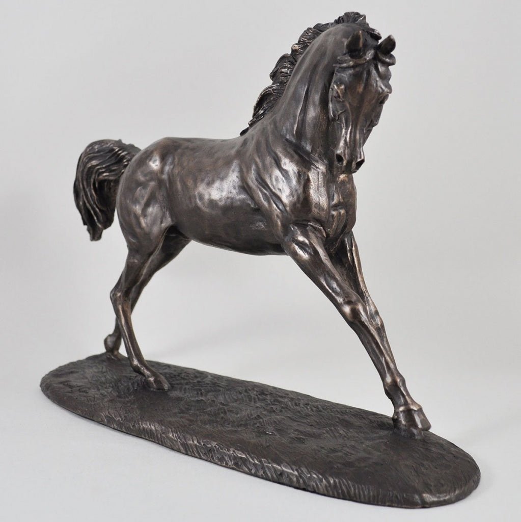 Horse Figure Signed Harriet Glen Cold Cast Bronze Cantering Arabian - Present Days