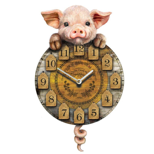 Piggin' Tickin' Pig Pendulum Wall Clock By Nemesis Now