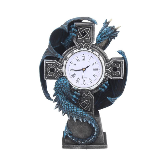 Draco Blue Dragon Clock 17.8cm By Anne Stokes