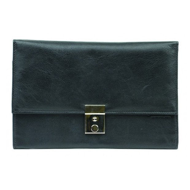 Leather Lockable Travel Wallet & Passport Holder In Black