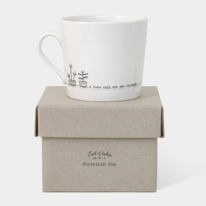 East of India Wobbly Porcelain Mug A Brew Will See You Through