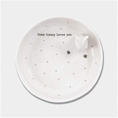 East of India Porcelain Jewellery Dish Some Bunny Loves You