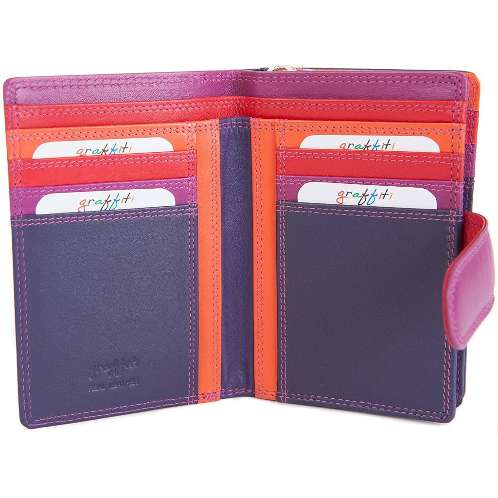 Leather Flap Over Tab Purse Cards & Cash China Rose Colour - Present Days