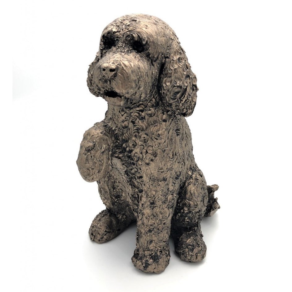 Frith Cockapoo Clover With Paw Up Figure In Cold Cast Bronze Made In UK