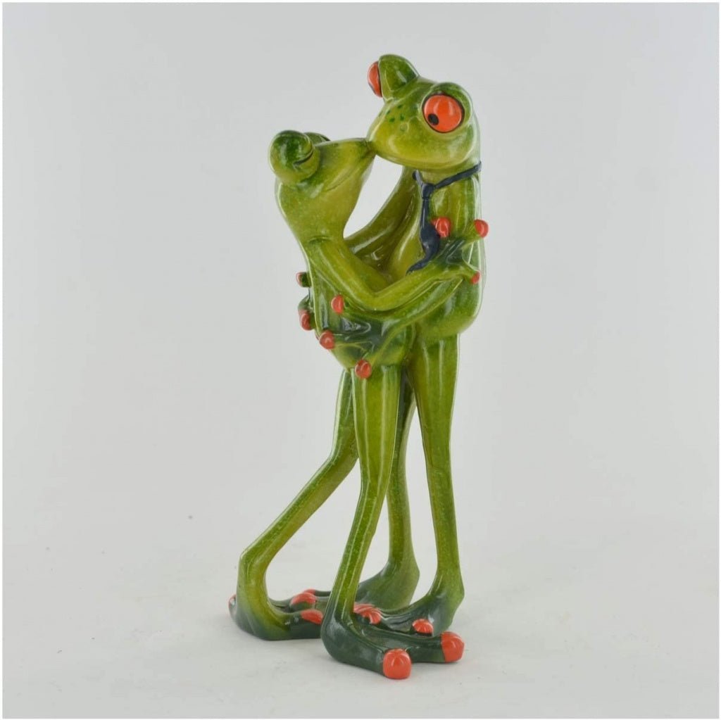 Comical Frogs Kissing Couple Small Resin Figurine