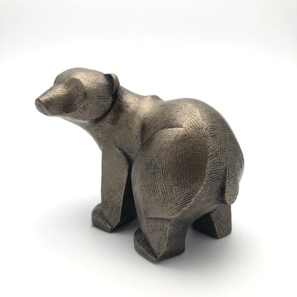 Frith Polar Bear Cub In Cold Cast Bronze Art Doco Style Made In UK