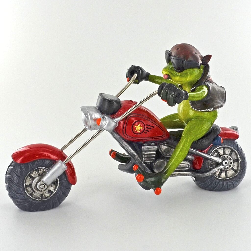 Comical Biker Frog Small Resin Figurine