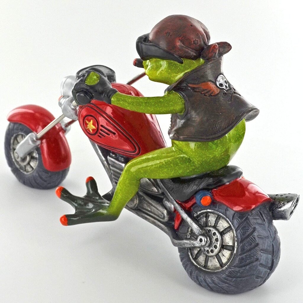 Comical Biker Frog Small Resin Figurine
