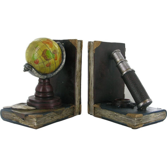 Globe and Telescope Shelf Tidy Bookends