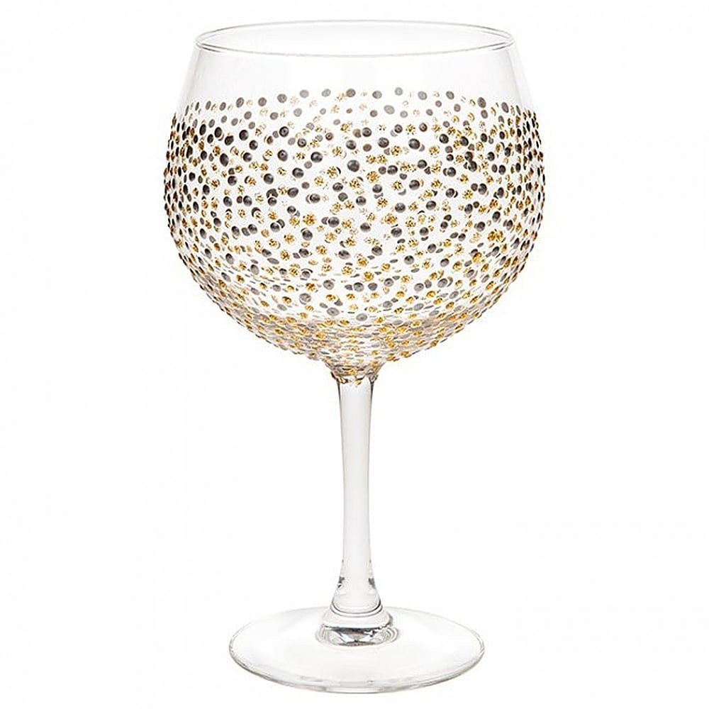 Sunny By Sue Hand Decorated Gold & Silver Dot Gin Glass