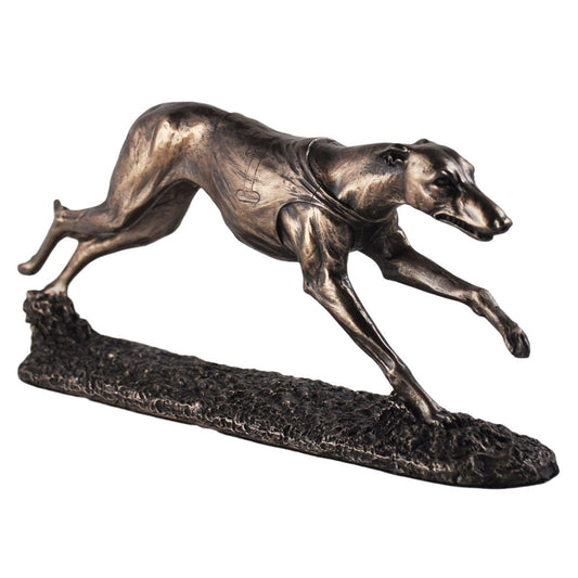Single Racing Greyhound Figure Cold Cast Bronze