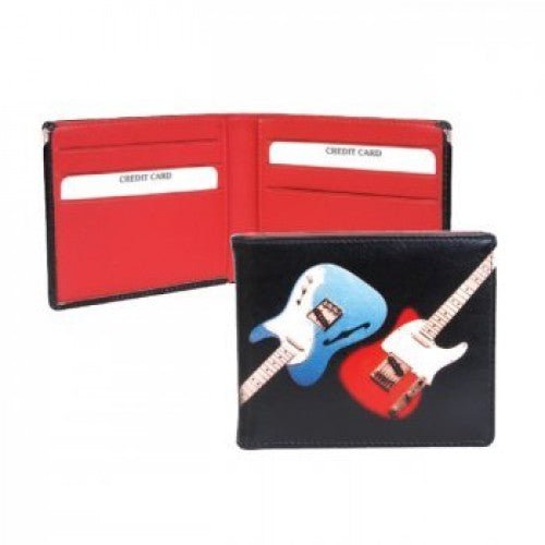 Golunski Retro Men's Gents Guitar Print Leather Credit Card Wallet - Present Days