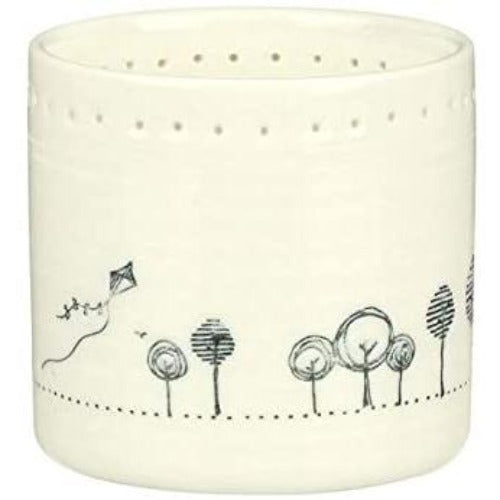 East of India Porcelain Tea Light Holder Happy Days