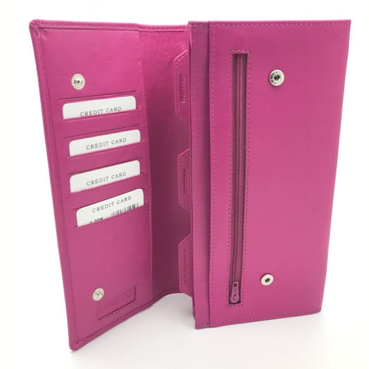 Leather Travel Wallet & Passport Holder Family Traveller In Pink