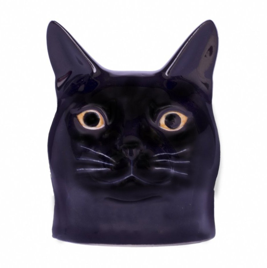 Lucky Black Cat Face Egg Cup