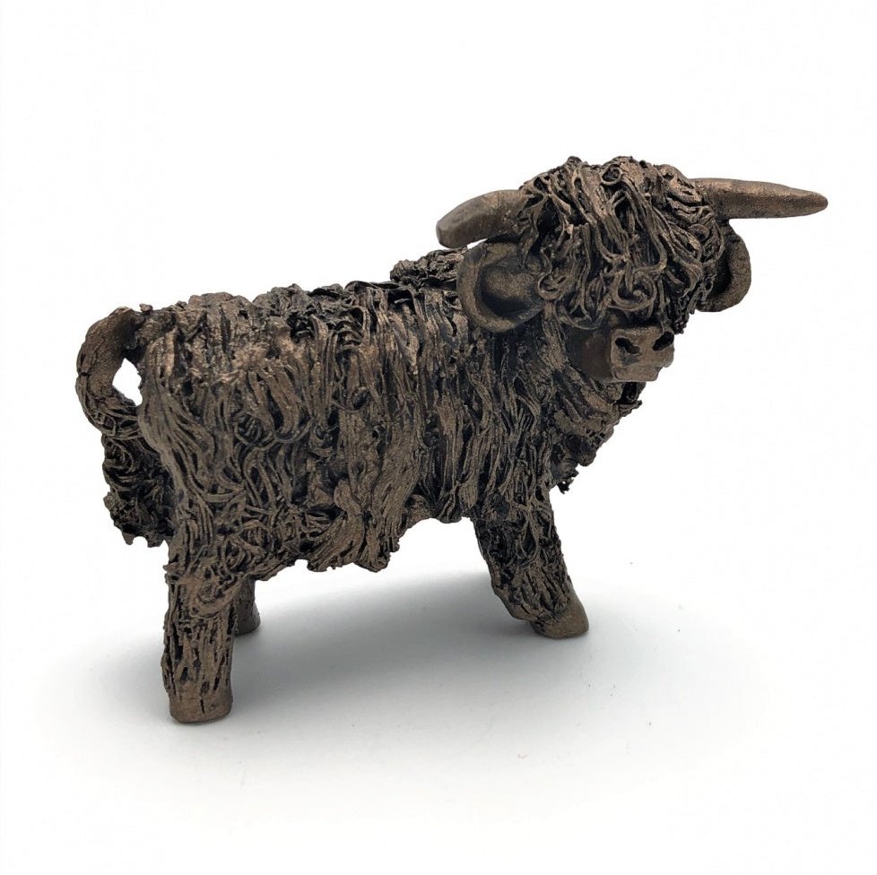 Frith Miniature Highland Bull Standing Malcolm, Cold Cast Bronze Made In UK