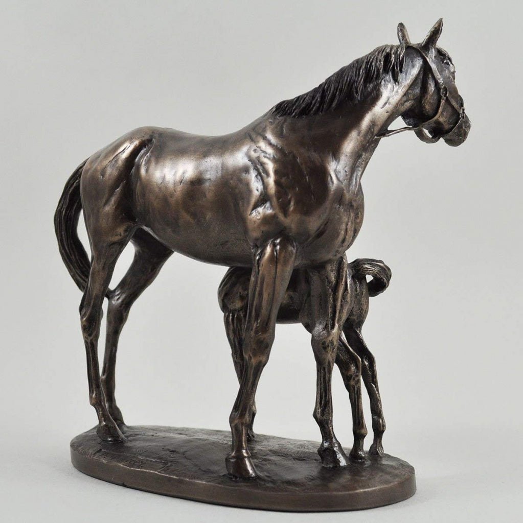 Mare & Foal Horse Figure By David Geenty Signed Cold Cast Bronze