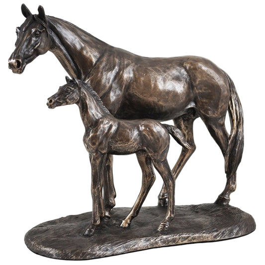 Horse Figure Signed Harriet Glen Cold Cast Bronze Mare & Foal