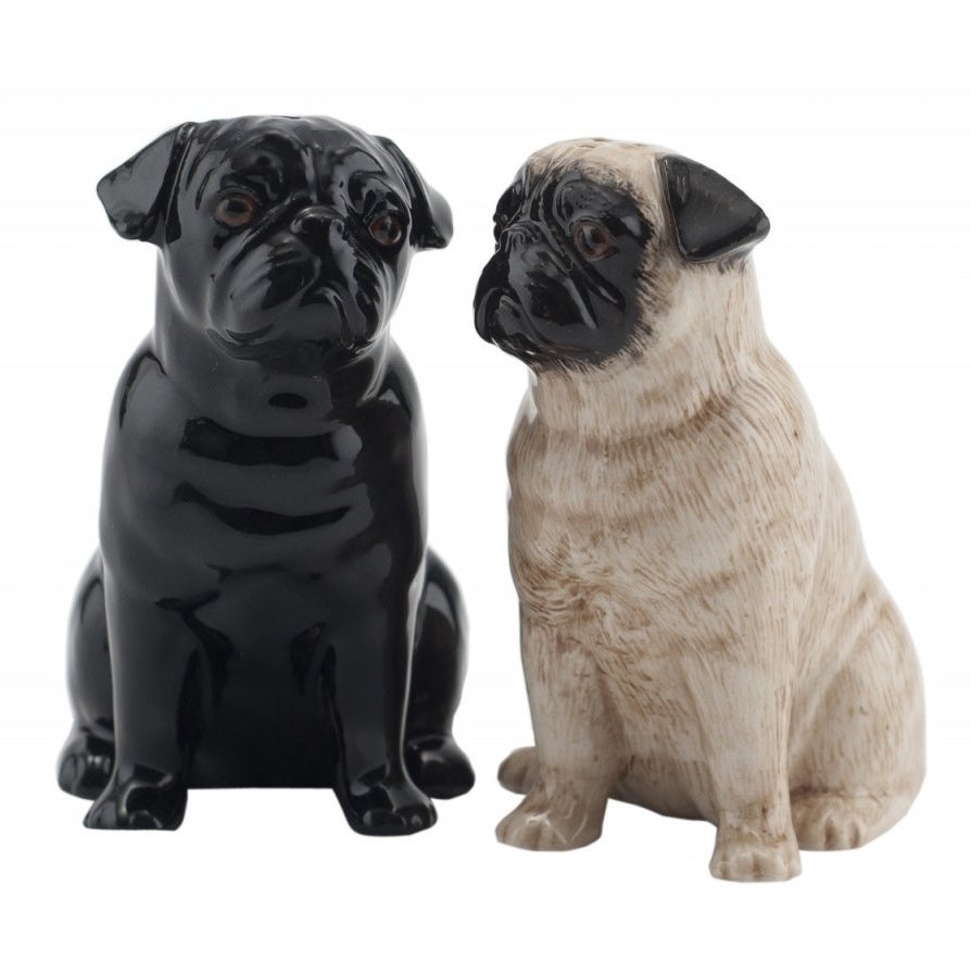 Pug Fawn & Black Salt & Pepper Shakers