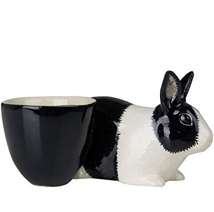 Black & White Dutch Rabbit with Egg Cup