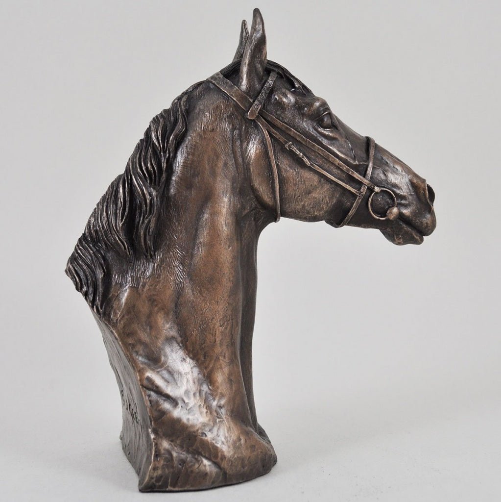 Horse Head Figure By David Geenty Signed Cold Cast Bronze Thoroughbred