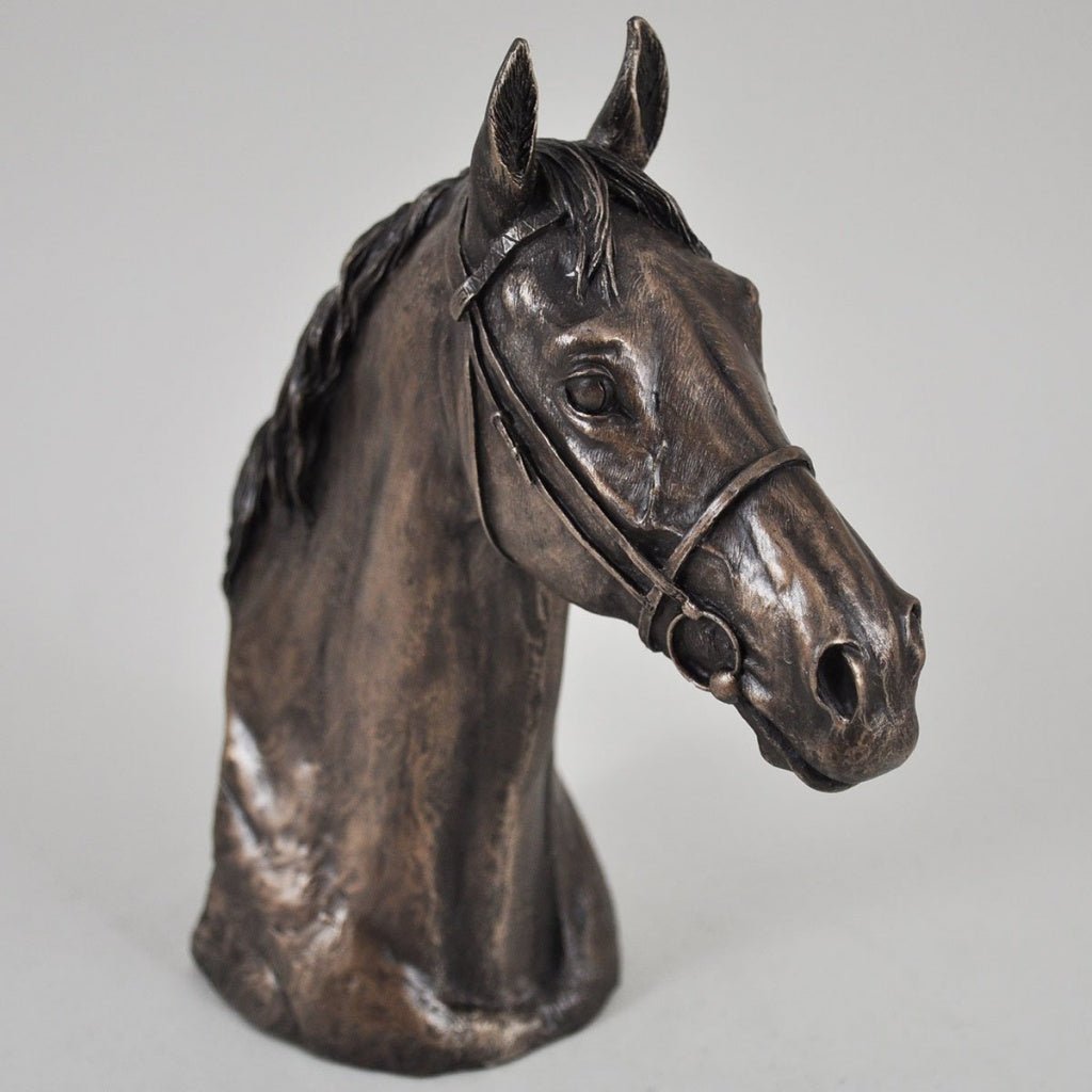 Horse Head Figure By David Geenty Signed Cold Cast Bronze Thoroughbred