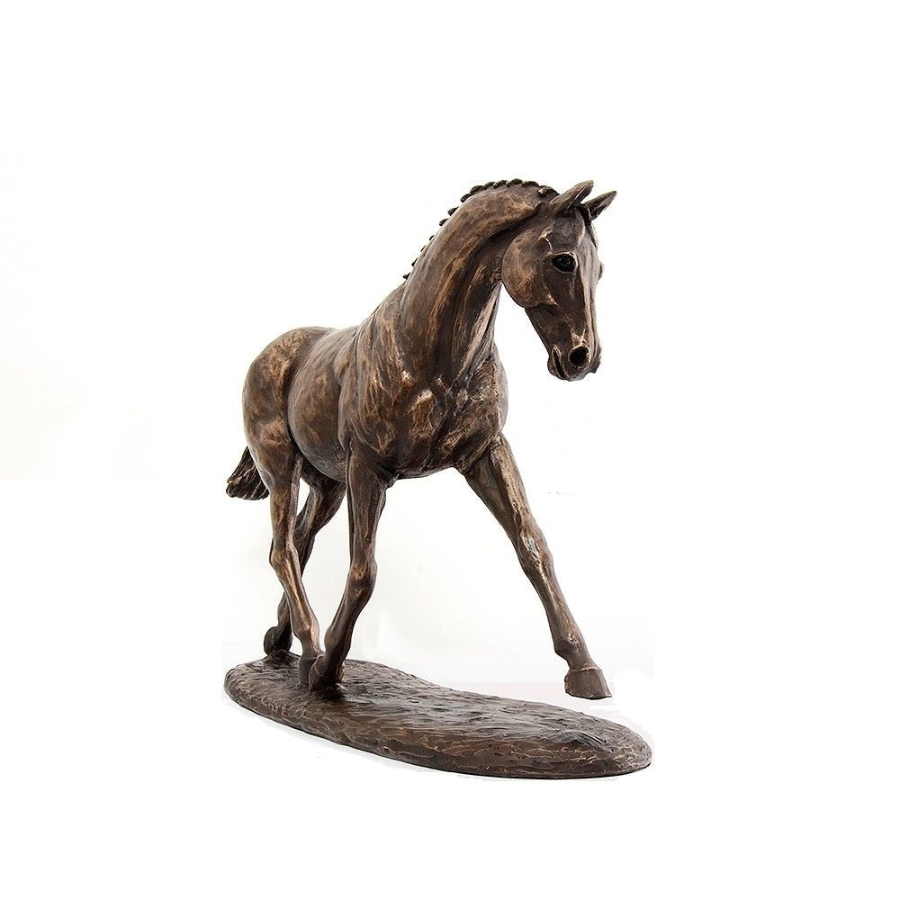 Horse Figure Signed Harriet Glen Cold Cast Bronze Trotting Warmblood