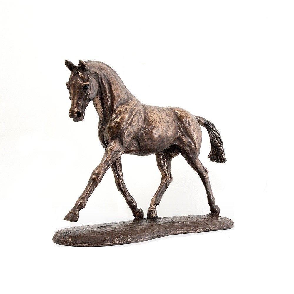 Horse Figure Signed Harriet Glen Cold Cast Bronze Trotting Warmblood