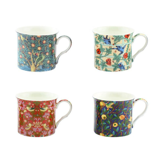William Morris Birds Set of 4 China Mugs