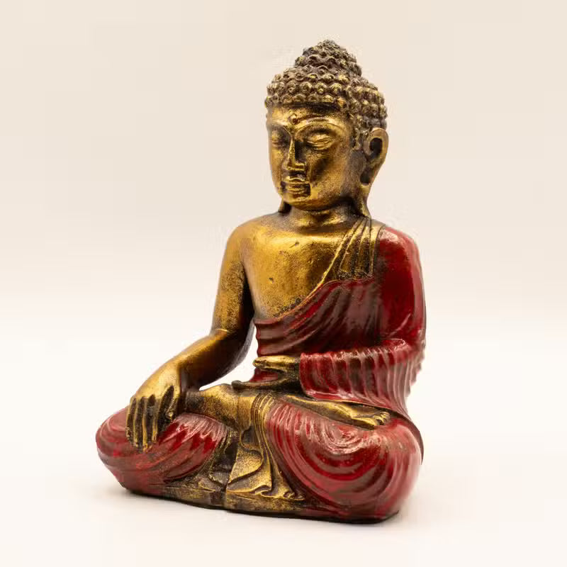 Red & Gold Buddha 22 cm High Hand Painted Figure