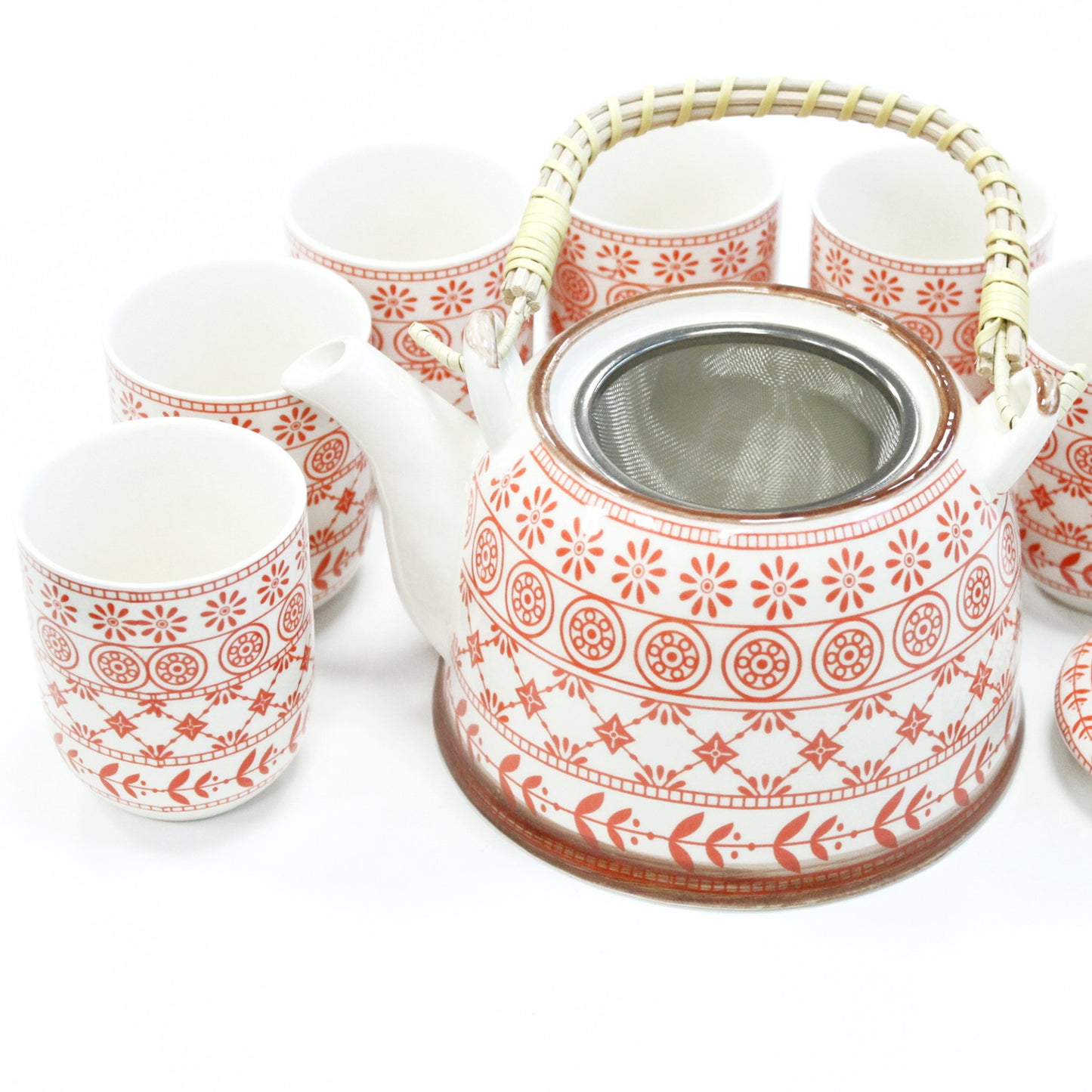 Ceramic Teapot & 6 Cups Set Herbal Tea Pot Set With Strainer